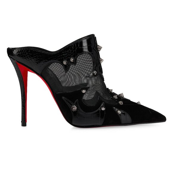 Christian Louboutin MULATIAG 100 Spiked Stud Mule Slide Heels Sandals Shoe